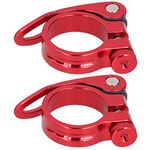 Bike Seatpost Clamp, 2 Pcs Aluminum Alloy 34.9mm Quick Release Mountain Bike Seatpost Clamp Bicycle Seat Post Clamp Seat Tube Clip for 30.8mm / 31.6mm Seatpost (red)