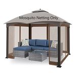 Tanxianzhe 10'x12' Gazebo Replacement Mosquito Netting 4-Panel Patio Screen Walls with Zipper (Brown)