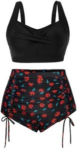 Hanna Nikole Plus Size Two Piece Swimsuits High Waisted Bikini Set Tummy Control Bathing Suits with Bottom Red Cherry 24 Plus