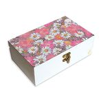 BRAHMA DESIGN Wood Decorative Gift Box For Presents In Camomile Design|Size 8" X 5" X 2.75"|Jewellery Box, Tarot Box, Vintage Box, Knick-Knacks Storage Trunk Organiser, Gift Box For Packing