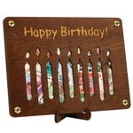 Vicloon Money Gift Decorative, Wooden Money Gift Ornaments, Happy Birthday Candles Money Greeting Cards Includes Stand for Money Gift, Wish Fulfillment, Money Gift Birthday, Birthday Card