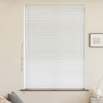 SHEERVIEW Cordless Aluminum Blind, Custom Size Matte Pearl White 1" Slat Horizontal Mini Blinds Light Filtering Inside Outside Mount Waterproof for Window Treatment Decor Home Office