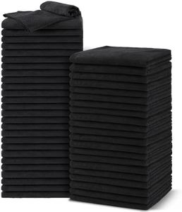 UNIMADE Salon Towels 48 Pack, Microfiber Barber Towel Bulk,(16x29 inches) Fast Drying Hair Towels Super Soft Black Hnad Towels for Gym, Salon, Bath, Spa Use and Home Hair Care(Not Bleach Proof)