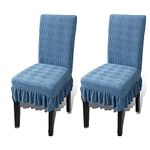 Jianyana Large Velvet Dining Chair Covers Set Of 4 Or 6, Stretch Skirt Chair Cover Decoration Cover Seat Slipcover Chair Seat Protector Covers For Dining Chairs (Buds Blue, Pack of2)
