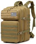 ATBP Military Tactical Molle Rucksack Backpack 35L Travel Backpack Hiking Daypack Camping Hunting Backpack, Brown Tan +