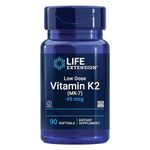 Life Extension, Low Dose Vitamin K2, with Trans-MK-7, 45mcg, 90 Soft Capsules, Lab Tested, Gluten Free, SOYA Free, Non-GMO