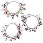 Classic Movie Charm Bracelet for Men - Horror Movies Game Bracelet Halloween Scary Cosplay Costume Jewelry Collection Gift for Fans, Adjustable, Stainless Steel