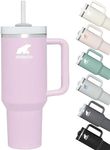 AOPPTO 40oz Insulated Tumbler Cup with Straw Handle Lid Double Wall Vacuum Stainless Steel Travel Mug Large Water Bottle Thermo Drink Bottle for Water, Iced Tea or Coffee, Smoothie and More（Orchid）