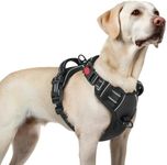 rabbitgoo Dog Harnesses for Large Dogs, No Pull Pet Harness with 3 Buckles, Adjustable Soft Padded Vest with Instant Control Handle, Easy Walking Reflective Pet Vest, Black, L