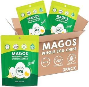 Magos Egg Chips – Garlic Parmesan, Healthy Snack, High Protein Low Carb, Light Cracker-Style Crunch, 1.1 oz Bags – Keto, Vegetarian & Carnivore Friendly, No Gluten Ingredients (3-Pack)