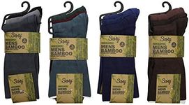 Soxy Mens Bamboo Socks - 12 Pairs - Super Soft Non Elastic Anti Bacterial Socks - Dark Assorted Colours - UK Size 6-11