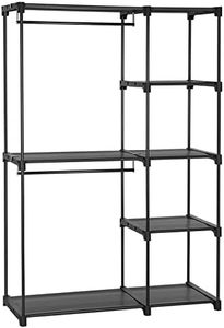 SONGMICS Open Wardrobe, Freestanding Wardrobe Vertical Shelf, Coat Rack with Clothes Racks, Dressing Room, Bedroom, 43 x 112 x 165 cm, Black RYG24BK