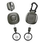 MNGARISTA 2 Pack Heavy Duty Metal Retractable Keychain, Belt Clip Ver. & Carabiner Ver, 8 oz Retraction, 80cm Steel Cable, Zinc Alloy ID Badge Reel Key Chain Retractor, Dark Gray