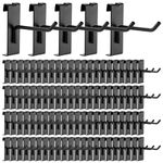 Zonon 100 Pcs Black Gridwall Hooks Display Hooks Metal Grid Wall Hangers Gridwall Pegs Gridwall Accessories for Retail Garage Shop Commercial Wire Panel Hanging (4 Inch)