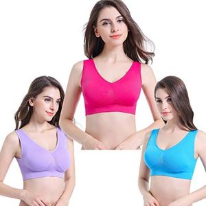 PRETTYWELL Women's Sleep Seamless Cozy Lounge Wireless Bras Removable Pads 1 & 3-Pack WA38 RBPX