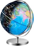 VEVOR Illuminated World Globe with Stand, 9 in/228.6 mm, Educational Earth Globe with Stable Heavy Metal Base and LED Constellation Night Light HD Printed Map, Spinning for Kids Classroom Learning