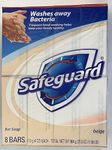 Safeguard Antibacterial Beige Deodorant Bar Soap, 4 Oz Bar - 8 Bars