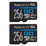 TEAMGROUP GO Card 256GB x 2 Pack Micro SDXC UHS-I U3 V30 4K for GoPro & Action Cameras High Speed Flash Memory Card with Adapter for Outdoor, Sports, 4K Shooting TGUSDX256GU364