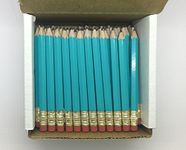 Half Pencils with Eraser - Golf, Classroom, Pew, Short, Mini - Hexagon, Sharpened, Non Toxic, #2 Pencil, Color - Light Turquoise, Box of 72 Pocket Pencils TM