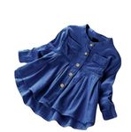 Little Fairy Girl Solid Denim Frocks & Dresses for Girls (4-5 Years, DB)