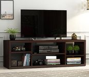 MetalTree Elegant Solid Sheesham Wood TV Unit for Living Room - 6 Adjustable Shelves, Accommodates up to 60-Inch TV (Dallas, Walnut Finish)