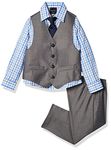 Nautica Little Boys 4-Piece Vest Set with Dress Shirt, Tie, Vest, and Pants, Light Grey, 7