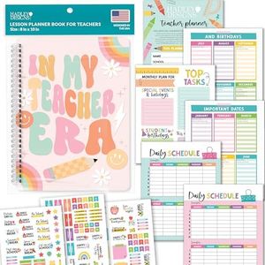 Teacher Planner 2024-2025 - Retro Undated Lesson Planner Book with Stickers, Monthly & Weekly Pages, Student & Substitute Info – Homeschool & Classroom Organizer