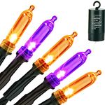 Lyhope Orange & Purple Halloween Lights, 33ft 100 LED Halloween Decorative Lights Waterproof 8 Modes Battery Operated String Lights for Outdoor & Indoor,Tree, Wreaths, Holiday, Party Decoration