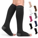 beister Knee High Medical Compression Socks for Women & Men, 20-30 mmHg Graduated Compression Stockings, Open Toe Circulation Support Pressure Hose for Sports, Flight, Edema, Varicose Veins, DVT