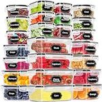 48 Pack Food Storage Containers with Airtight Lids (24 Containers & 24 Lids), PRAKI Kitchen storage containers for Pantry Organizers and Storage, BPA-Free Meal Prep Container with Labels & Marker