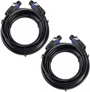 UMOKI Professional 15 Feet 12 Gauge Speakon to Speakon Cables - 15ft 12AWG Speakon Wires Audio Cords - 2 Pack