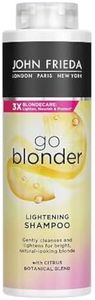 JOHN FRIEDA - Champú Go Blonder 500 ml, Champú Aclarante para Cabellos Rubios, Ilumina y Aclara de Forma Natural, con Cítiricos y Camomila, Todos Tonos de Cabello, Uso Diario