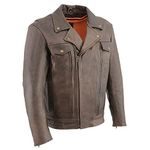 Milwaukee Leather Men's Utility Pocket Motorcycle Jacket (Retro Brown, 3X-Large)