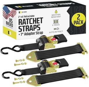 DC Cargo Bolt-on E-Track Auto Retractable Ratchets Straps Heavy Duty - (2 Pack) 2 Inch x 6 Ft - Retractable Ratchet Tie Down Straps for Boats, Jet Skis, Motorcycles, ATVs - 4,000 lbs Break Strength