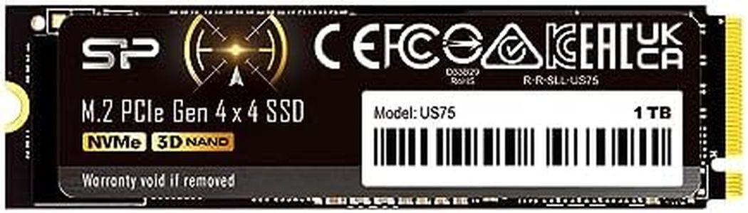 Silicon Power US75 1TB NVMe PCIe SSD, 3D TLC NAND with SLC Cache, Up to 7,000MB/s, M.2 2280 Internal Solid State Drive for Desktop Laptop PC Computer