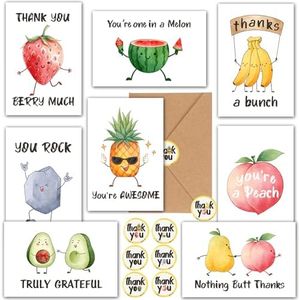 40 Funny Thank You Cards wtih Envelopes & Stickers,Pun Greeting Note Cards 4 x 6 in,Bulk Boxed Set Assortment Blank Notecards Card Great for Employee Teachers Friends Business Coworker Gratitude Appreciation