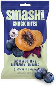 Smash Foods Blueberry Energy Bites | 5 Gluten-Free Vegan Snack Balls with No Sugar Added | 5g Protein, Superfood Jam, Chia Seeds | On-the-Go Convenience | Cashew Butter & Blueberry | 8 Packs