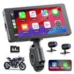 HOTPEAK Motorcycle Carplay&Android Auto Carplay Screen with Dashcam Front Rear 2K+1080P,5.5-Inch IP67 Waterproof Car Stereo for Motorbike,Wireless Car Radio with Bluetooth,Navigation/Voice Assistant