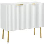 HOMCOM Accent Cabinet, Sideboard Buffet Cabinet, Modern Storage Cabinet with Gold Legs, Soft Close, Adjustable Shelves, White