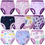 BIG ELEPHANT 10 Packs Baby Girls' and Boys' Potty Training Pants, 100% Cotton Absorbent Training Underwear for Toddler, Dark Green-2, 4T
