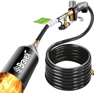 Elemake Weed Torch - Propane Torch Weed Burner Torch with 10ft Hose (CSA Certified), Heavy Duty Weed Burner with Trigger Push Button Ignite, for Garden Burning Grass, Melting Ice & Snow