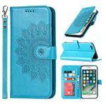 SunYoo for etui iPhone 6S Plus Case Wallet with Cards Holder,Coque Pour iPhone 6 Plus Flower Strap Case,Leather Case Women Flip Cover Bag étui portefeuille Pour Femmes for iPhone 6SPlus 6Plus Blue