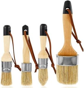 4Pcs Wax Brushes Set with Round Paint Brush Pointed Brush Flat Brush Oval Chalk Brush with Wooden Handle