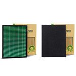 Coway Brand Original Filter Set for AirMega 150 (AP-1019C) Air Purifier, Combo of Green True HEPA Filter & Activated Carbon Filter, Longest Filter Life 8500 Hrs, Traps 99.99% Virus & PM 0.1 Particles