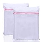 2 Pcs Mesh Laundry Bags for Washing Machine Delicates Wash Bags Laundry Bags with Zips Reusable Durable Fine Mesh Washing Bags for Delicates Blouse Baby Clothes Bra Socks Underwear(30 x 40cm)