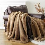 BATTILO HOME Heavyweight Faux Fur Blanket 50x60 Inches - Ultra Soft Camel Throw for Couch & Bed, Plush Shaggy Winter Blanket, Shed-Free Cozy Luxurious Bedspread