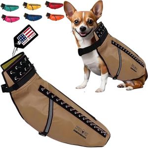 CoyoteVest Dog Harness Protection Vest, Reflective Dog Accessories with Spikes to Shield Your Pet from Raptor and Animal Attacks, Proudly Made in America (Large, Texas Tan)