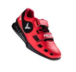 PRO WOLF | PRx700 Weightlifting and Powerlifting Shoe Deadlift Crossfit Shoe (Red, Numeric_4_Point_5)