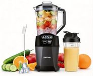 Liebe&Lecker 1200-Peak-Watt Countertop Blender with 50-Oz Jar & 28-Oz To-Go Cup, 4 Preset Programs for Frozen Fruit, Shakes & Purees, Professional Kitchen Mixer, Black