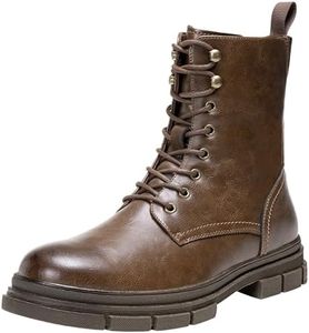 Jousen Mens Boots High Top Motorcycle Combat Boots 8418A Brown 10.5